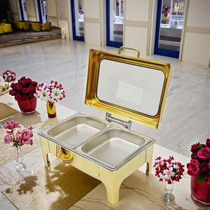 <span class=keywords><strong>2025</strong></span> khách sạn nhà hàng sang trọng 9L hình chữ nhật thép không gỉ thủy lực chafing món ăn sang trọng chafing tự chọn thực phẩm hâm nóng cửa sổ lớn - Product Image 5