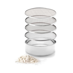 Tamis en acier inoxydable avec 4 mailles interchangeables pour tamiser la farine et la pâtisserie - Product Image 1