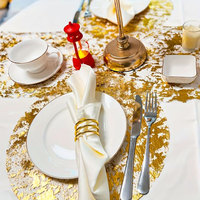 Napperons de maille de feuille d'or jetables de luxe de noël tapis de Table de cuisine ronds pour la décoration de fête d'anniversaire de mariage de Table à manger
