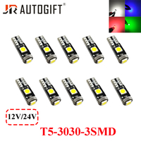 Bombilla LED T5 3LED 3030 con Chip Blanco y Rojo para el Tablero de Instrumentos del Automóvil, 12V/24V, Estilo Automotriz, Alto Lumen