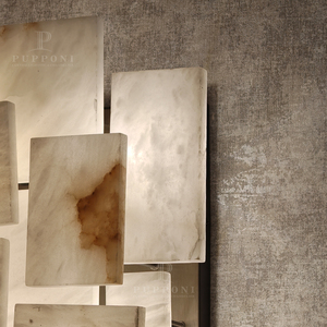Wabi Sabi Natural Alabaster Wall <b>Light</b> Stacked Panel Wall Sconce For Bedroom <b>Corridor</b> - Product Image 2