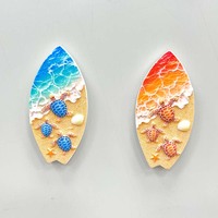 Aimants de réfrigérateur personnalisés tortue tropicale, designs 3D en résine, souvenirs de plage avec vagues, sable, coquillages, formes colorées, vente en gros et au détail