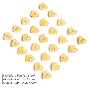 Pendentif en forme de cœur avec initiale gravée EManco, accessoires DIY, bijoux en acier inoxydable imperméable personnalisés, créez vos propres breloques - Product Image 3