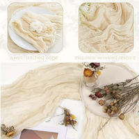 En gros Chemin de table en polyester beige sauge style farmhouse, uni, en gaze et en gaze de coton, pour mariage et fête