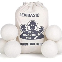 Boules de séchage en laine, lot de 6, 100% laine de Nouvelle-Zélande, boules de séchage réutilisables pour la lessive, adoucissant naturel pour tissus