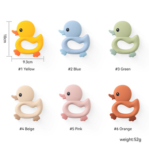 Anneau de dentition pour bébé en silicone en forme de canard personnalisé, anneau de dentition pour bébé en forme d'animal, sans BPA, pendentif personnalisé, jouet souple en silicone - Product Image 6