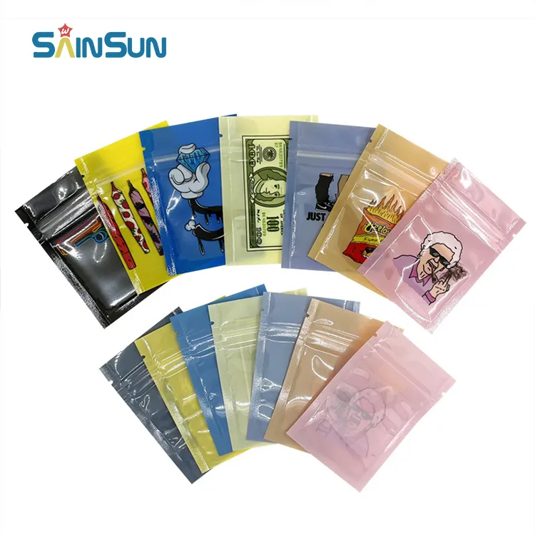 1g 1/8oz Odeur Preuve Spécial Mylar Sac Petit Mini 1g 600mg 1 Gramme 2 Pouces Noir Mylar Sacs