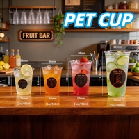 Tasse en plastique jetable transparente avec couvercle Eco Logo personnalisé imprimé clair PET tasses à thé à bulles personnalisées