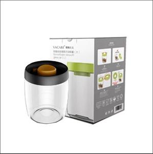 2019 Hot color box pack 0.8L round eco-friendly kitchen airtight seal pump lid vacuum food storage borosilicate glass bottle jar