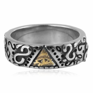 Anillo para hombre yunnique Horus Eye, forma de pirámide, color acero, diseño geométrico, joyería de regalo - Product Image 4