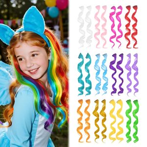 <span class=keywords><strong>Extension</strong></span> per Capelli Colorati per Bambine, Clip con Estensioni Arcobaleno, Trecce Bicolore Ricci per Halloween, 24 Pezzi - Product Image 2