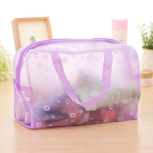 Bolsa organizadora de maquillaje en 5 colores, bolsa de almacenamiento para baño, bolsa de cosméticos de viaje de PVC Floral transparente impermeable para mujer - Product Image 4