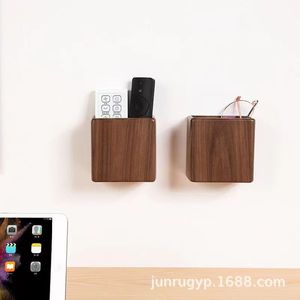 Caja de almacenamiento de madera montada en la pared, organizador de oficina cuadrado sin tapa para control remoto y gafas - Product Image 1