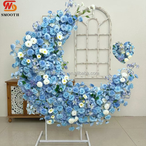 Forever Love 2026 Wedding Trend Movable Moon Shape Rose Flower Arch <b>Backdrop</b> with Flower <b>Stand</b> - Product Image 3