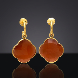 Pendientes de latón hechos a mano con gemas, chapados en rodio, estilo étnico bohemio. - Product Image 2