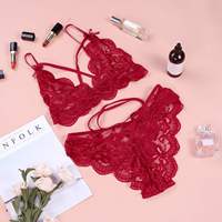 Ensemble de lingerie sexy pour femmes, soutien-gorge et culotte en dentelle, sous-vêtements, vêtements de nuit, pyjama, ensemble exotique