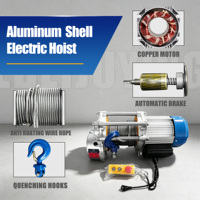 Palans électriques à câble en aluminium 220V 400/800kg triphasés avec câble de 5mm, commande filaire et rails de guidage en I pour poutres