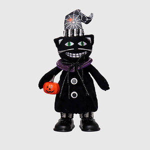 Décoration de fête d'Halloween très populaire : Citrouille de 12 pouces, squelette, chat noir, figurine musicale et dansante pour maison hantée - Product Image 2