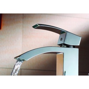 Lison-LA Kamalu Design curvo alto bacino miscelatore in ottone cromato rubinetto acqua fredda superficie spazzolata singolo foro per ospedali - Product Image 3