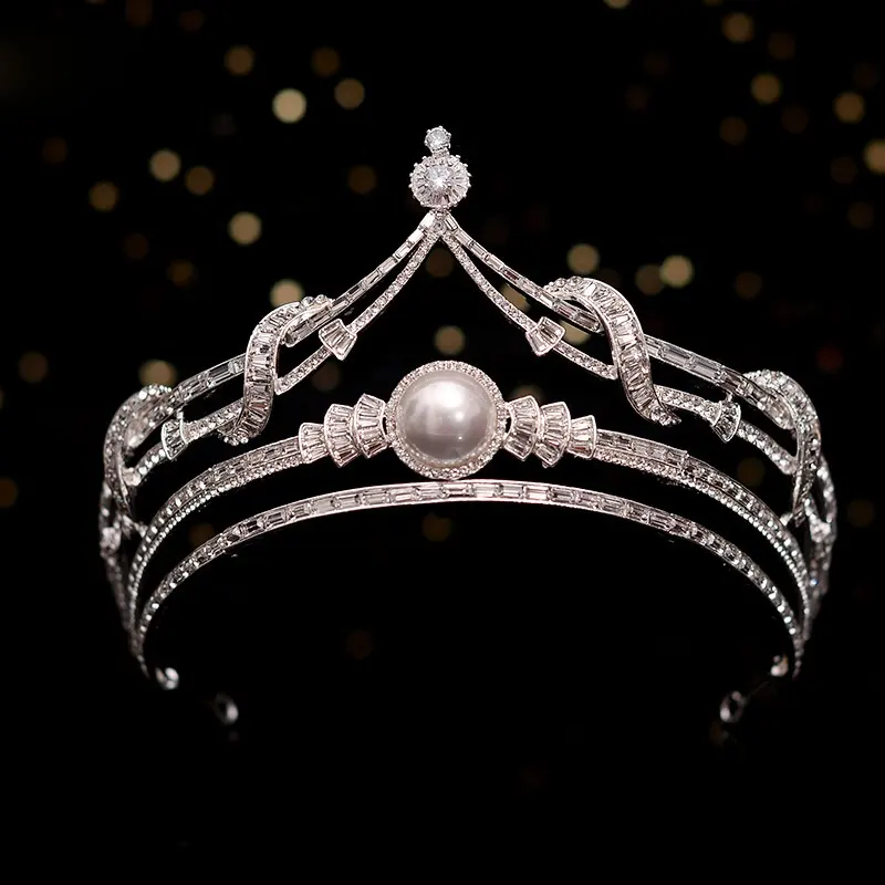 Corona barroca Genya y Tiara cristal perla novia boda reina coronas para mujeres princesa decorativa Tiaras accesorios para el cabello 2024