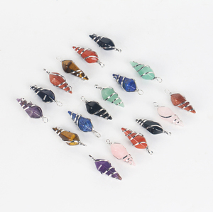 Pendentif en cristal de guérison en gros, pendentif conique en pierre semi-précieuse naturelle à facettes pour bijoux - Product Image 6
