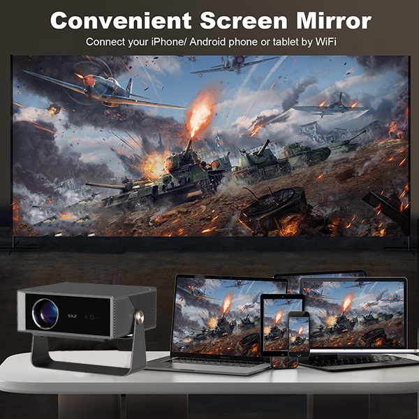 2026 Most Popular Portable 1080P Full HD LED Video WiFi 6 Home Theater Android 14 System 8K Smart TV Projector for Outdoor Use