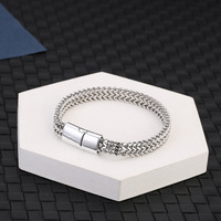 Nouveauté SC 2022, bracelet en acier inoxydable classique à double chaîne cubaine, fermoir magnétique carré, bijoux pour hommes