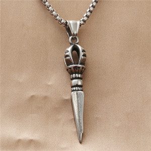 Collier pendentif en acier inoxydable pour homme, design géométrique rétro punk 19005 - Product Image 1