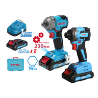 FIXTEC Perceuse à percussion sans fil 20V robuste 230 Nm sans balais 1/4'' avec 3 vitesses, 2 batteries 2.0Ah et 1 chargeur rapide