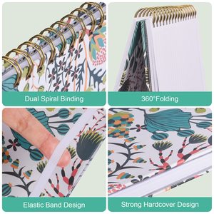 Lot de 4 cahiers spirales A6 lignés, motif floral, couverture en papier, lignage collège, 2 poches, 120 pages, 6,3x8,46 pouces, cadeau pour femmes - Product Image 3
