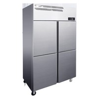 Congélateur vertical commercial isotherme en acier inoxydable à double température, quatre portes, grande capacité, armoire réfrigérée et congélateuse