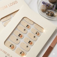 Adorables Bandes d'Ongles en Gel Non Toxiques Sans UV Motif Patte de Chat, 22 Bandes à Pois, Sans Lampe Nécessaire, Tenue Jusqu'à 14 Jours, Faciles à Retirer