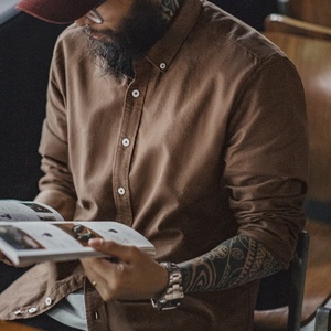 <span class=keywords><strong>Camicie</strong></span> da <span class=keywords><strong>uomo</strong></span> Maden Oxford: Camicia classica in popeline a maniche lunghe stile preppy, calda e casual, in tessuto spazzolato, tendenza Primavera 2026 - Product Image 5