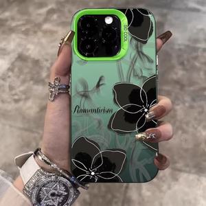 Coques de téléphone antichoc de luxe noires à motifs floraux pour <span class=keywords><strong>iPhone</strong></span> 17 16 15 Plus Pro Max 14 13 12 11 XR – Personnalisation du logo - Product Image 6