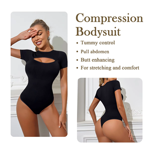 Модный высококачественный корсет для женщин с короткими рукавами, бесшовный, с эффектом увеличения бедер, с открытой промежностью, повседневный компрессионный корректор фигуры больших размеров - Product Image 2