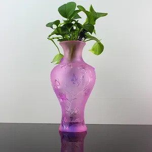 Wholesale MOQ 10 Pcs Home Decorative Glass Vase Liuli Colored Glass Vases Art Craft