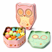 Boîte à bonbons en fer blanc de qualité alimentaire en forme de hibou, avec logo personnalisé imprimé, emballage cadeau recyclable pour chocolat, MOQ 5000 pièces