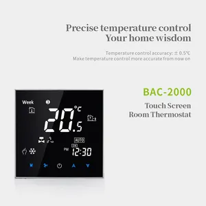 Beca BAC-2000 Wifi dokunmatik ekran dijital akıllı oda termostatı Modbus/rs485 Fcu termostatı 2 borulu veya 4 boru