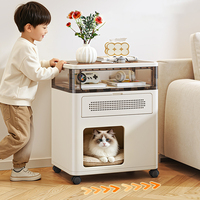 Boîte de rangement pliable pour table de chevet, tiroir de rangement, organisateur de chevet, meuble pliant avec couvercle en bois et porte transparente