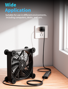 Ventilateur de refroidissement USB upHere U3UK1 120 mm avec contrôleur 3 vitesses, ventilateur silencieux à double roulement à billes pour routeur, modem, PS5, Xbox, armoire AV - Product Image 4