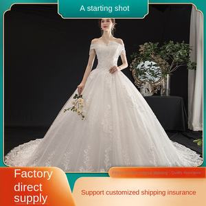 فستان زفاف للتجارة الخارجية عبر الحدود، موديل 2026 الجديد، بتصميم مكشوف الكتفين، ضيق، بذيل طويل، مزين بالكريستال، مناسب للشاطئ، بقصة واسعة - Product Image 6