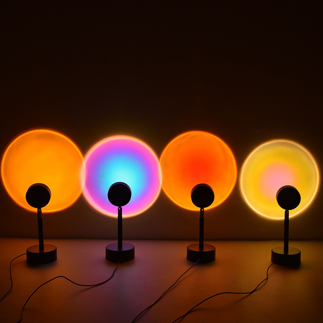2021 Nordic Sun Sunset Rainbow Projection Light Atmosphere Night Light Lamp USB Home Laser Mini Sunset Projection Lamp
