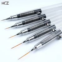 Hechunzi Professionnel Rétractable Brosses Liner Ongles 5 Pièces Beauté Nail Art Logo Personnalisé Poils en Nylon Pinceau Liner pour Ongles