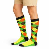 Chaussettes de compression jetables transparentes pour hommes et femmes, chaussettes longues en coton respirant multicolores à motifs géométriques Argyle et à pois