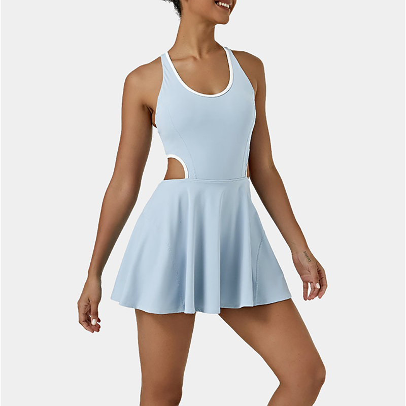 Лидер продаж, спортивное платье с логотипом на заказ, одежда из полиэстера для тренировок в тренажерном зале, повседневная женская одежда для повседневного тенниса 2 в 1 Crisscross
