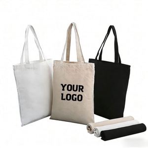 Sacs de shopping imprimés avec logo, grande capacité, sacs fourre-tout en toile vierge, cadeaux promotionnels personnalisés - Product Image 1