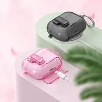 AirPods Pro 3 Kılıfı, Güvenlik Kilidi, Otomatik Açılır, Darbeye Dayanıklı, Şeffaf Tutucu Standlı Kulaklık Kılıfı, Airpods 4 5 Pro 2 için