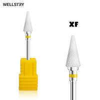 WELLSTRY – foret à ongles en céramique blanche, étiquette personnalisée, forme conique, pour e-file