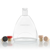Bouteille personnalisée de 30 ml en verre bleu en forme de diamant avec bouchon en liège pour whisky, vodka, brandy, gin, rhum, tequila, liqueur et spiritueux