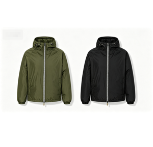 Chaqueta parka con capucha para hombre, poliéster, impermeable, de secado rápido, con cremallera, corte regular, ropa exterior - Product Image 1